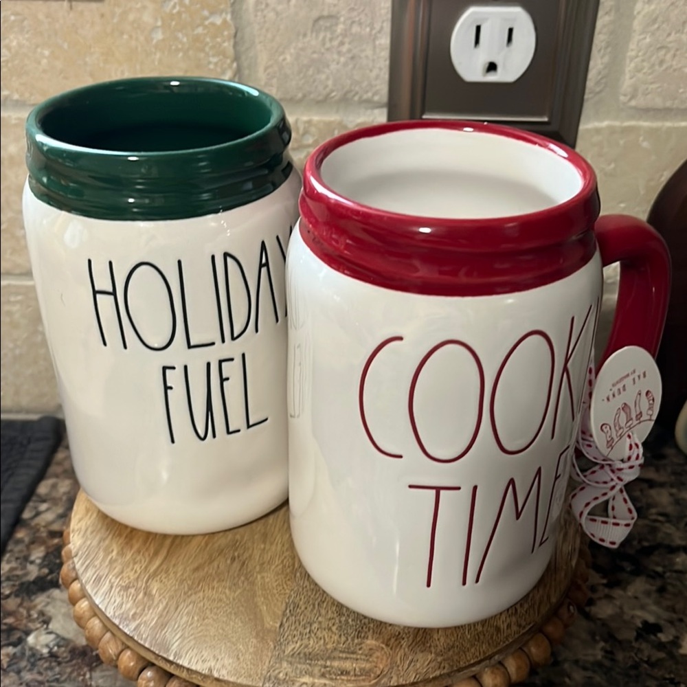 Rae Dunn Holiday Fuel🎄 and Cookie Time 🍪 Mason Jar Mugs